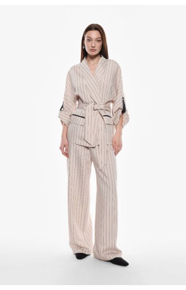 IMPERIAL FASHION - STRIPE HLAČE V BEIGE BARVI