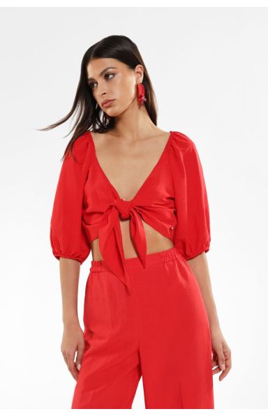 IMPERIAL FASHION - LANEN TOP RDEČE BARVE