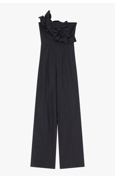 IMPERIAL FASHION - JUMPSUIT Z VOLANČKI V ČRNI BARVI