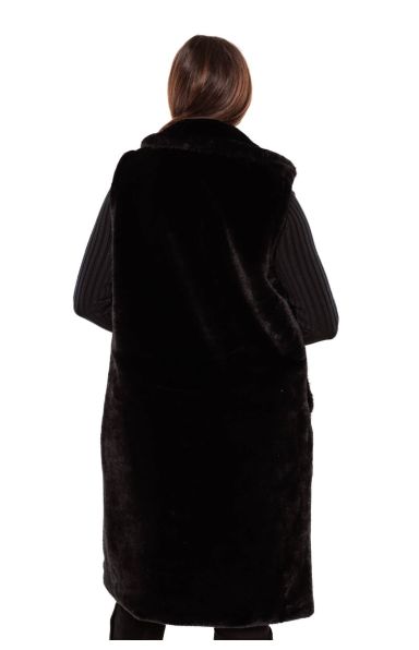 DOLG ČRN FAUX FUR BREZROKAVNIK