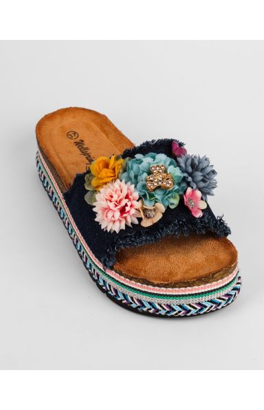 UDOBNI DENIM NATIKAČI Z ROŽICO-