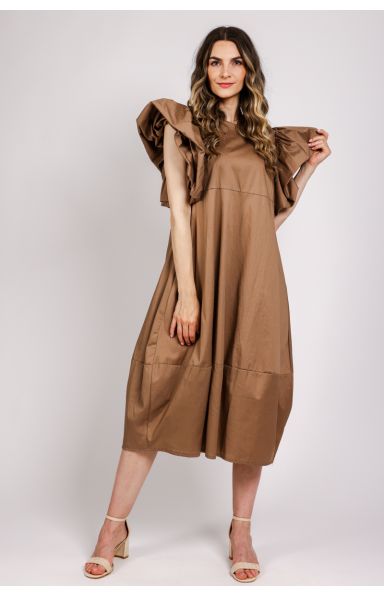 AMALFI MIDI OBLEKA V CAMEL BARVI