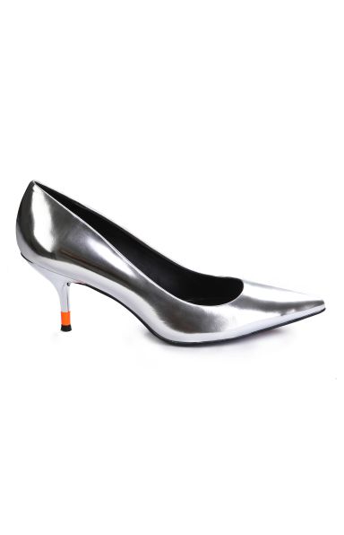 CALVIN KLEIN Black label usnjene petke v srebrni barvi 