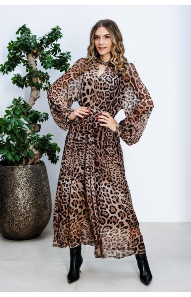 AMALFI LEOPARD MESH OBLEKA 