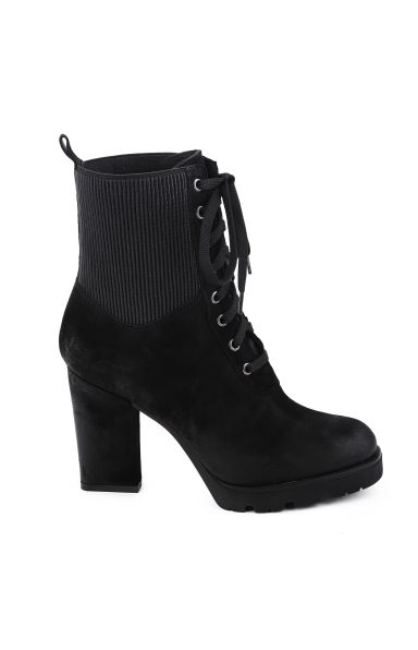 L'ESTROSA lace up gležnarji s peto iz nabuk usnja 