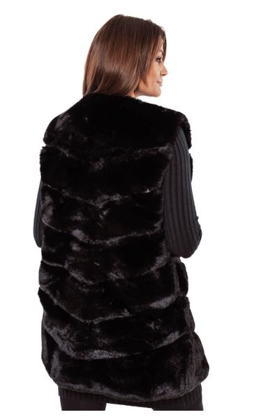 ČRN FAUX FUR BREZROKAVNIK