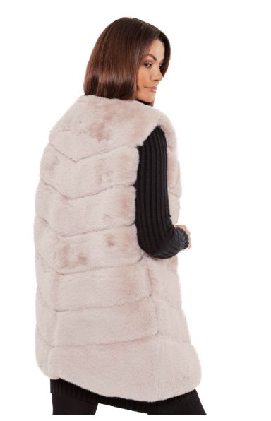 BEIGE FAUX FUR BREZROKAVNIK