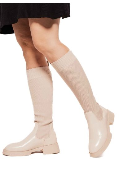 Beige underknee sock škornji 