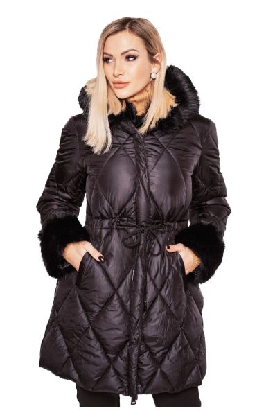 AMALFI ČRNA FAUX FUR BUNDA