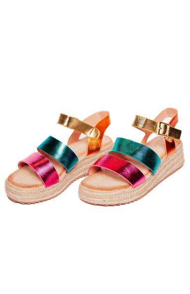 MULTICOLOR SANDALI S POLNO PETO IZ PLETENE JUTE