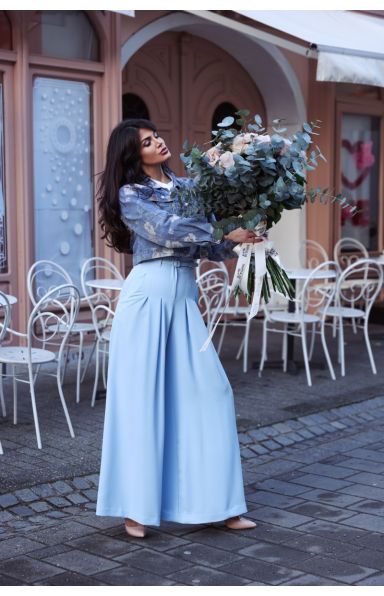 IMPERIAL FASHION - PALAZZO BABY BLUE HLAČE