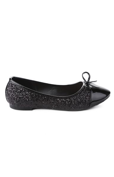 Črne glitter balerinke s pentljico 